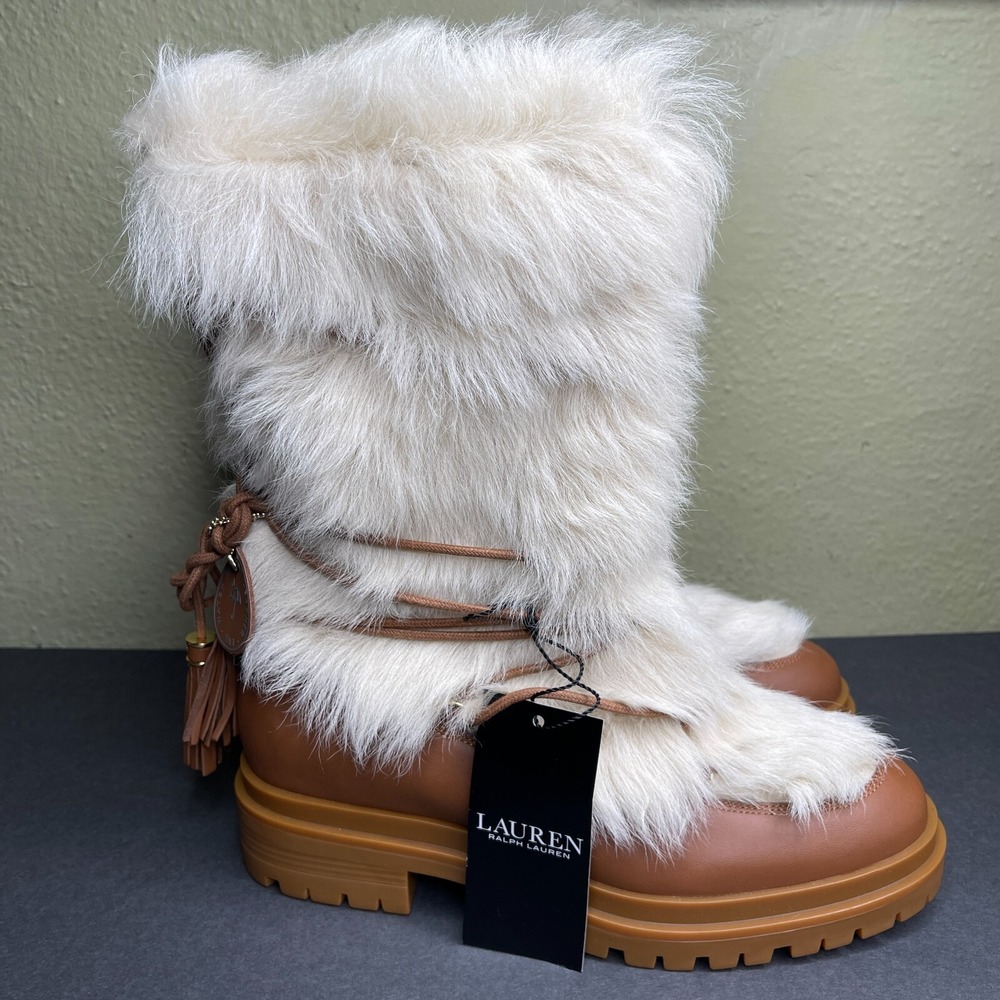 New Women's Lauren Ralph Lauren Celia Shearling Winter Snow Boots Size 9.5 BHFO